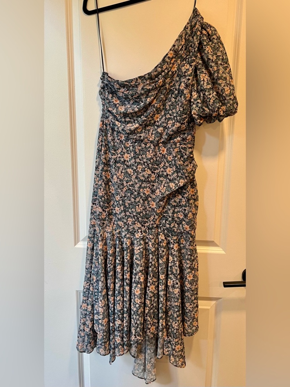 ASTR The Label Blue Floral One-Shoulder Asymmetric Dress, Women’s S